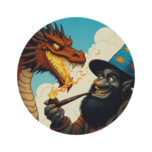 Dywany | Okrągły | Heroiczne fantasy | Smok i czarodziej