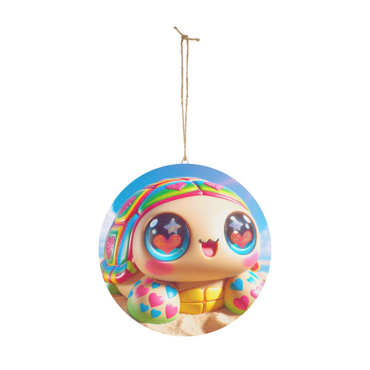 Panneau | En bois | Kawaii Fantaisie | Tortue Arc-en-ciel