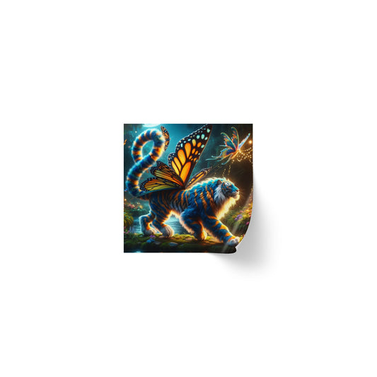 Stickerlabelrol | Vierkant | Magisch Realisme | Vlinder Tijger
