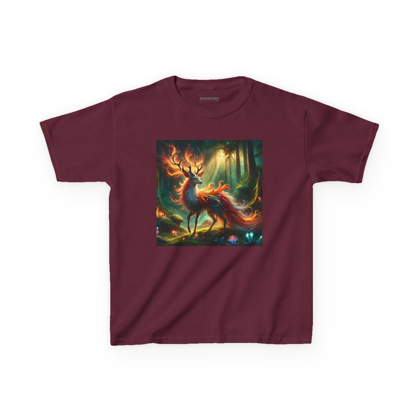 T-Shirt | Koszulka dziecięca | Ciężka bawełna | Mistyczna fantazja | Ognisty jeleń