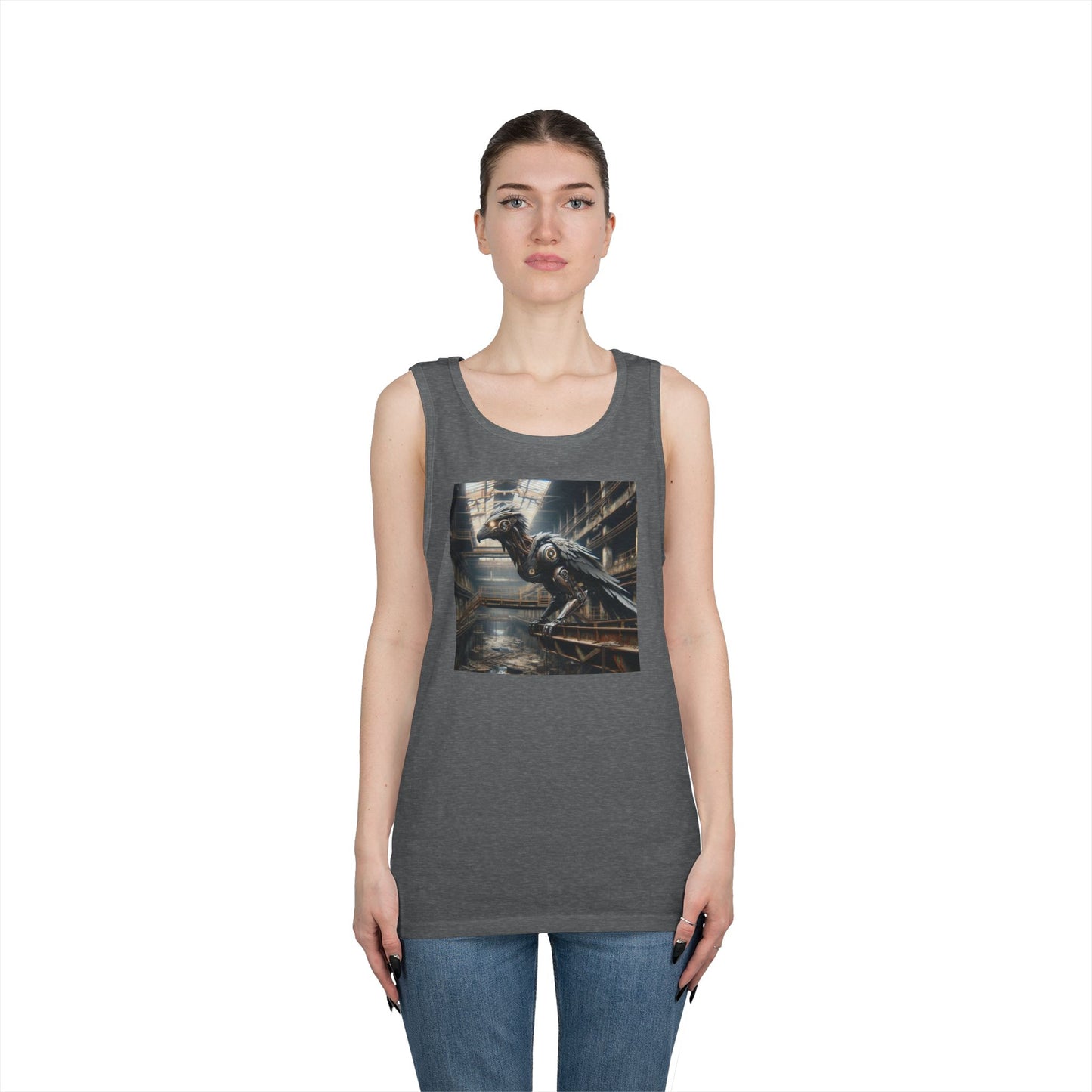 Camiseta de tirantes | Unisex | Algodón grueso | Steampunk Distópico | Cuervo Mecánico