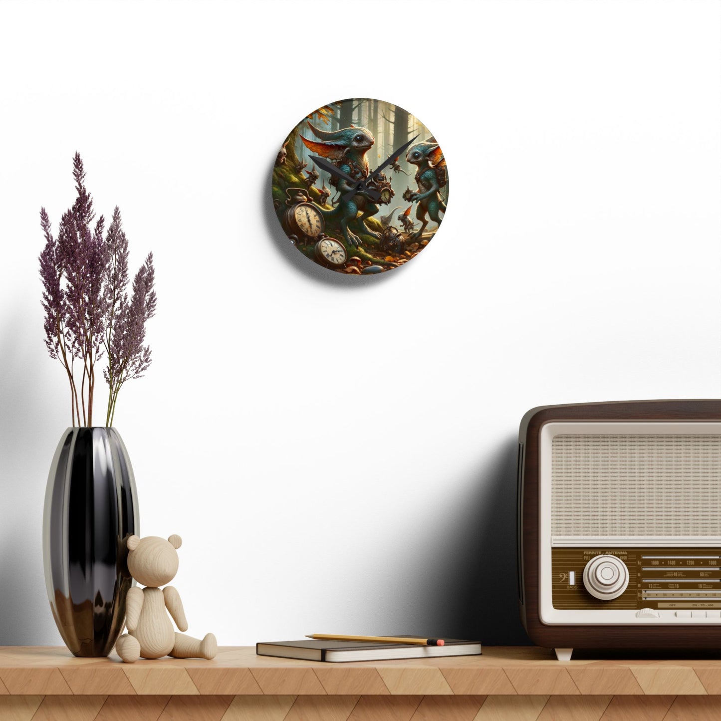 Wandklok | Acryl | Rond of vierkant | Steampunk Feeën | Boswachters