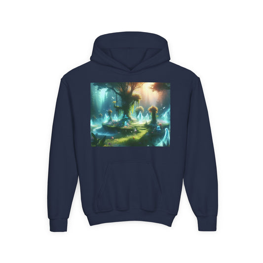 كنزة صوفية | شبابي | بقلنسوة | مزيج ثقيل | غابة سحرية | موطن الإيجنس فاتوس | شجرة الحياة