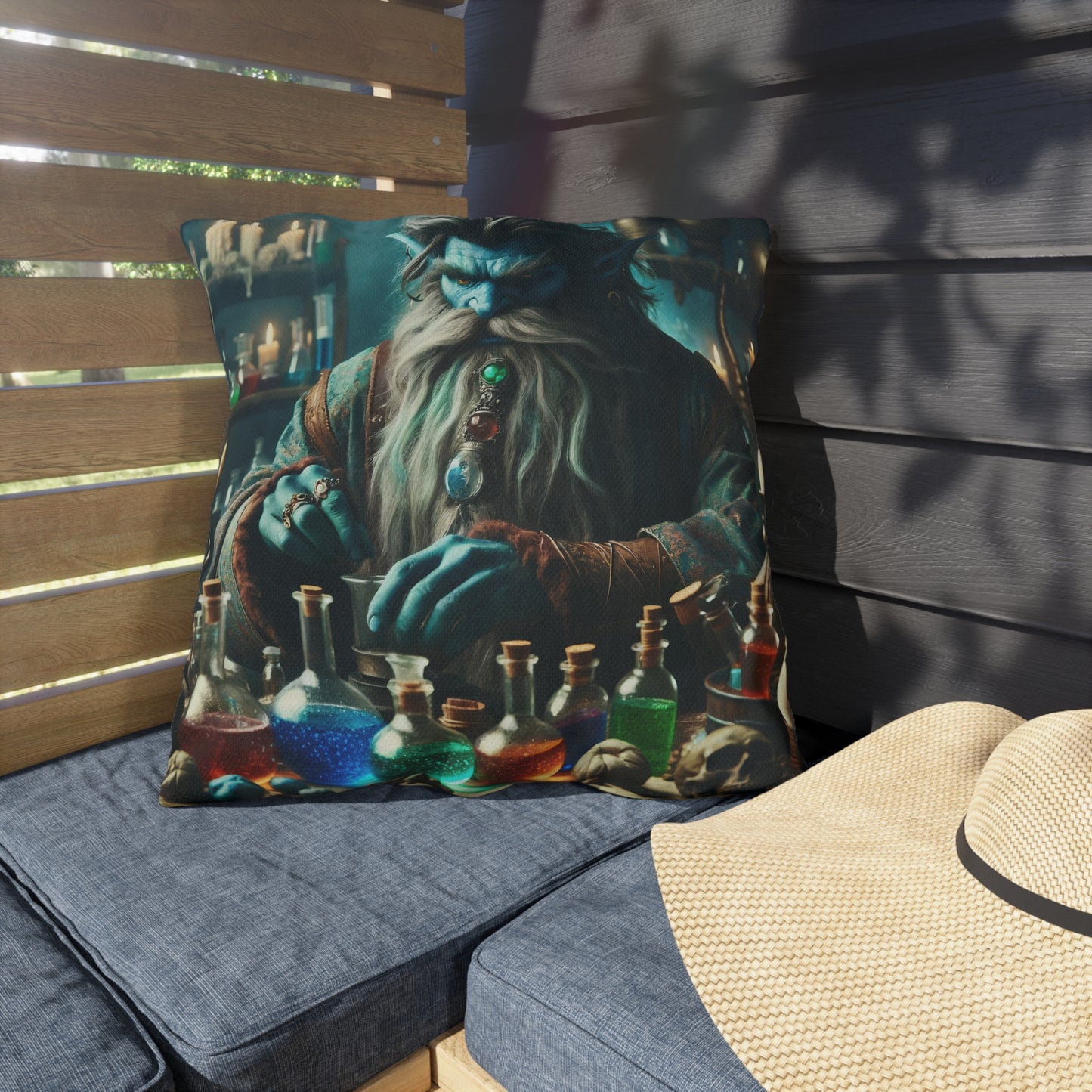 Cuscino | Cuscino da esterno | Alchimia Mistica | Djinn Blu