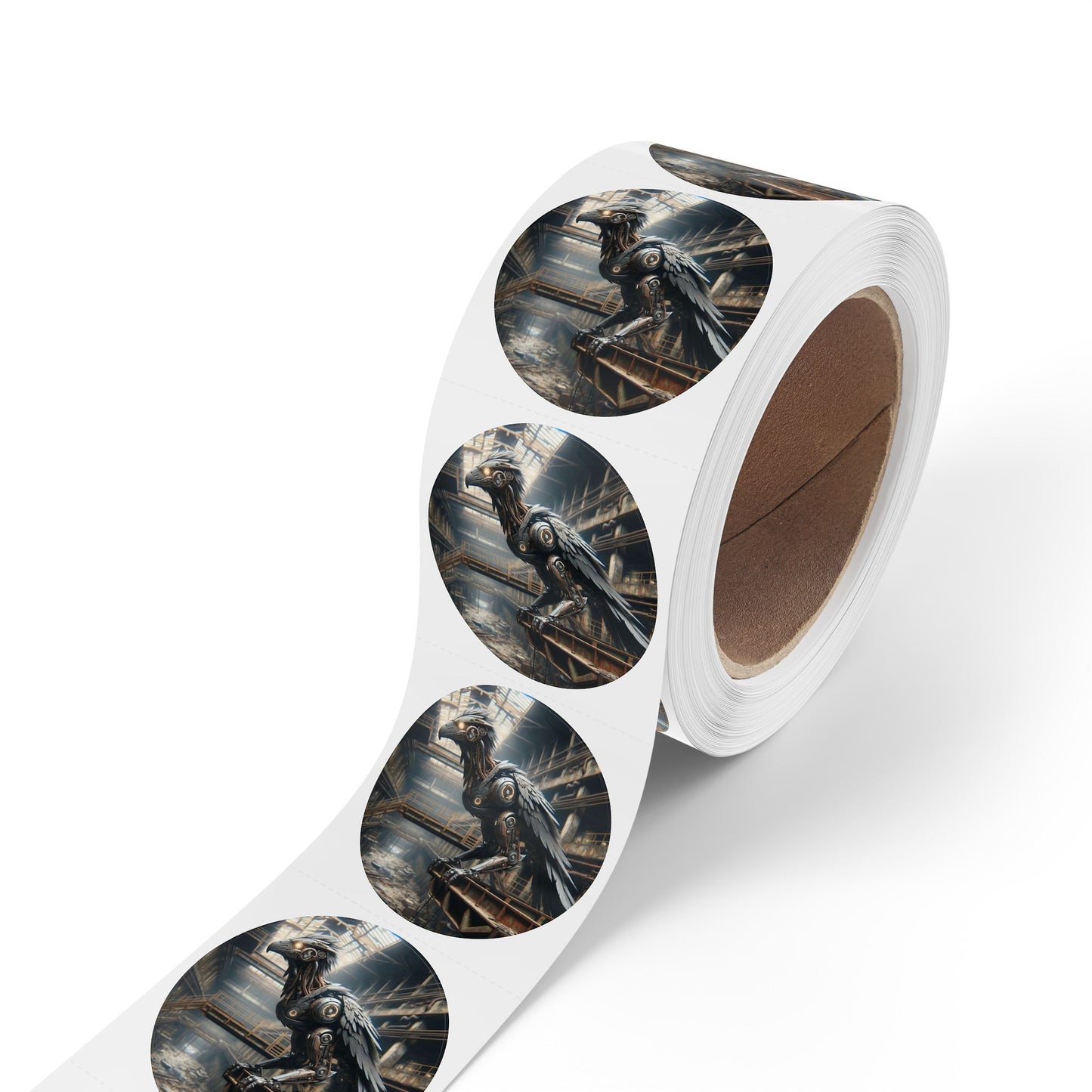 Stickerlabelrol | Rond | Steampunk | Klokwerk Mechanica | Raaf