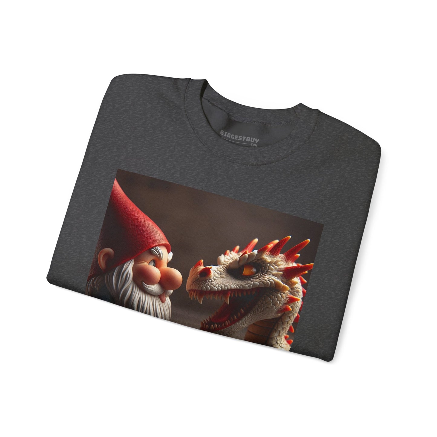Bluza dresowa | Unisex | Okrągły dekolt | Gruba mieszanka | Fantasy folklorystyczne | Gnom i Smok