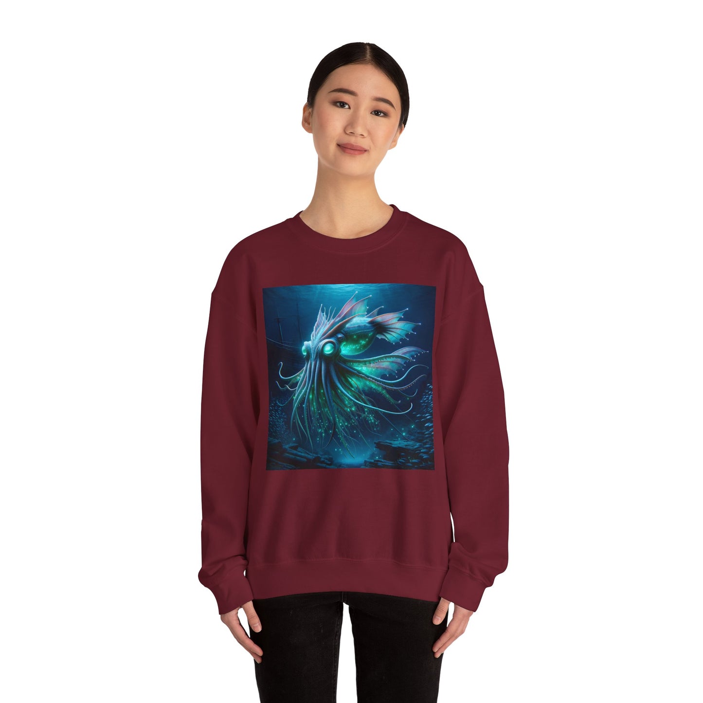 Sweatshirt | Unisex | Rundhalsausschnitt | Schwere Mischung | Lovecraft-Horror | Tiefsee-Leviathan