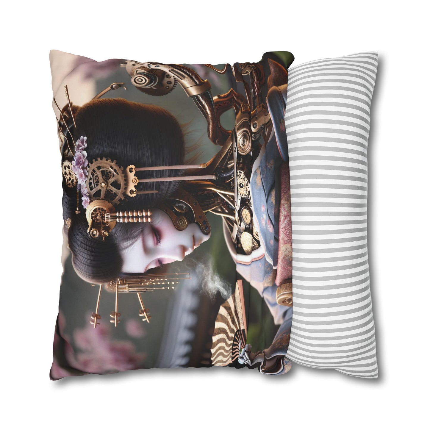 Poszewka na poduszkę | Kwadratowy | Płótno poliestrowe | Steampunk | Cyberpunk | Gejsza Robot