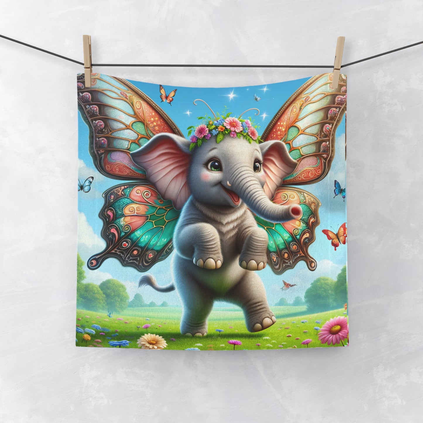 Handdoek | Washandje | Mythische Fantasie | Vlinderolifant