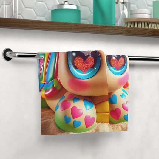 Serviette | Serviette de toilette | Kawaii Fantaisie | Tortue Arc-en-ciel