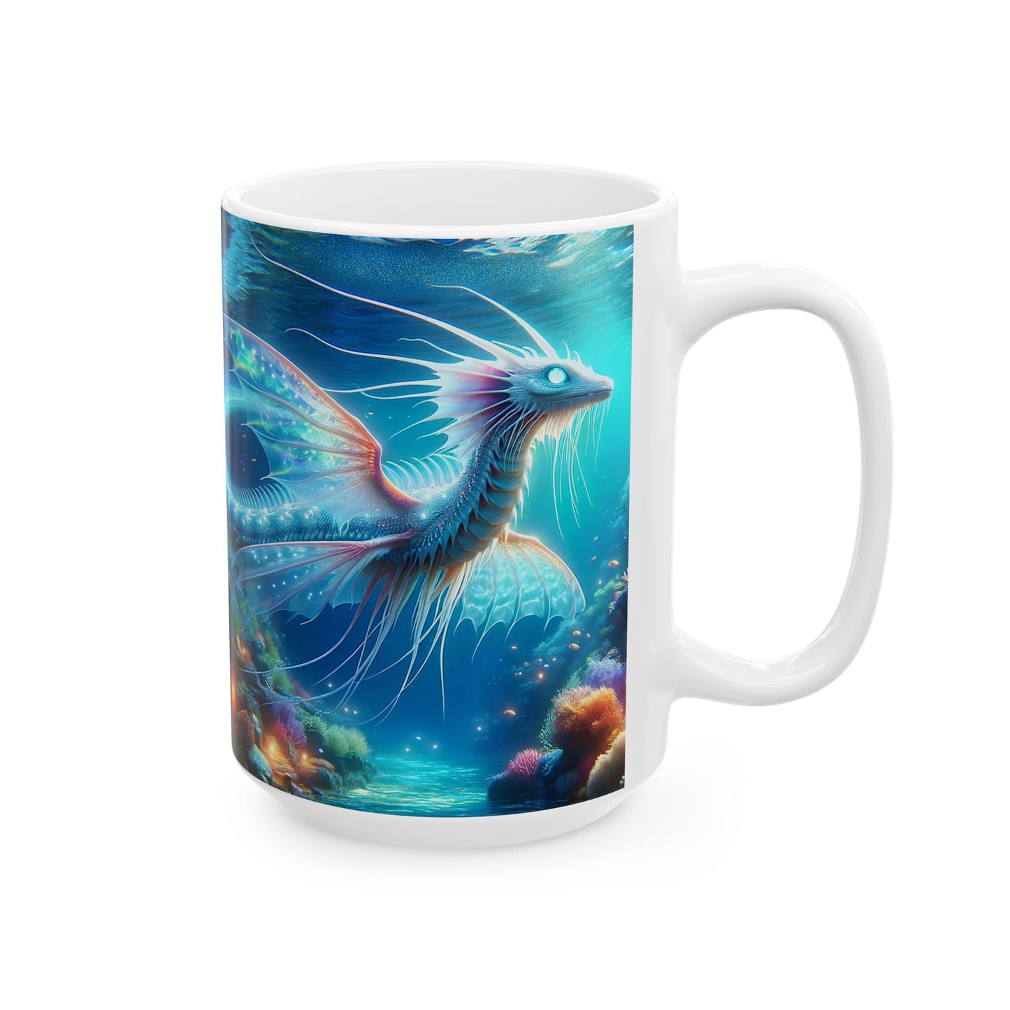 Tazza | Ceramica | Bianca | Mitologia Acquatica | Drago Marino