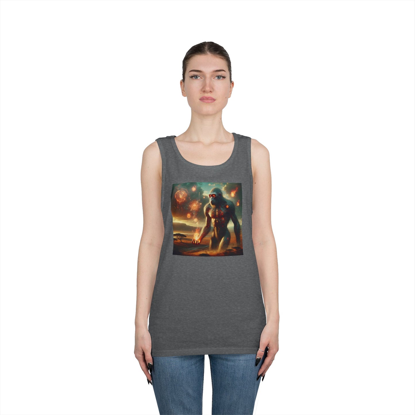 Tank Top | Unisex | Katun Tebal | Mitos Titan Api | Dewa Primordial