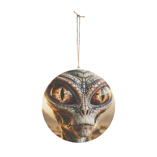 Cartello | In legno | Alieno Rettiloide | Fantascienza | Extraterrestre
