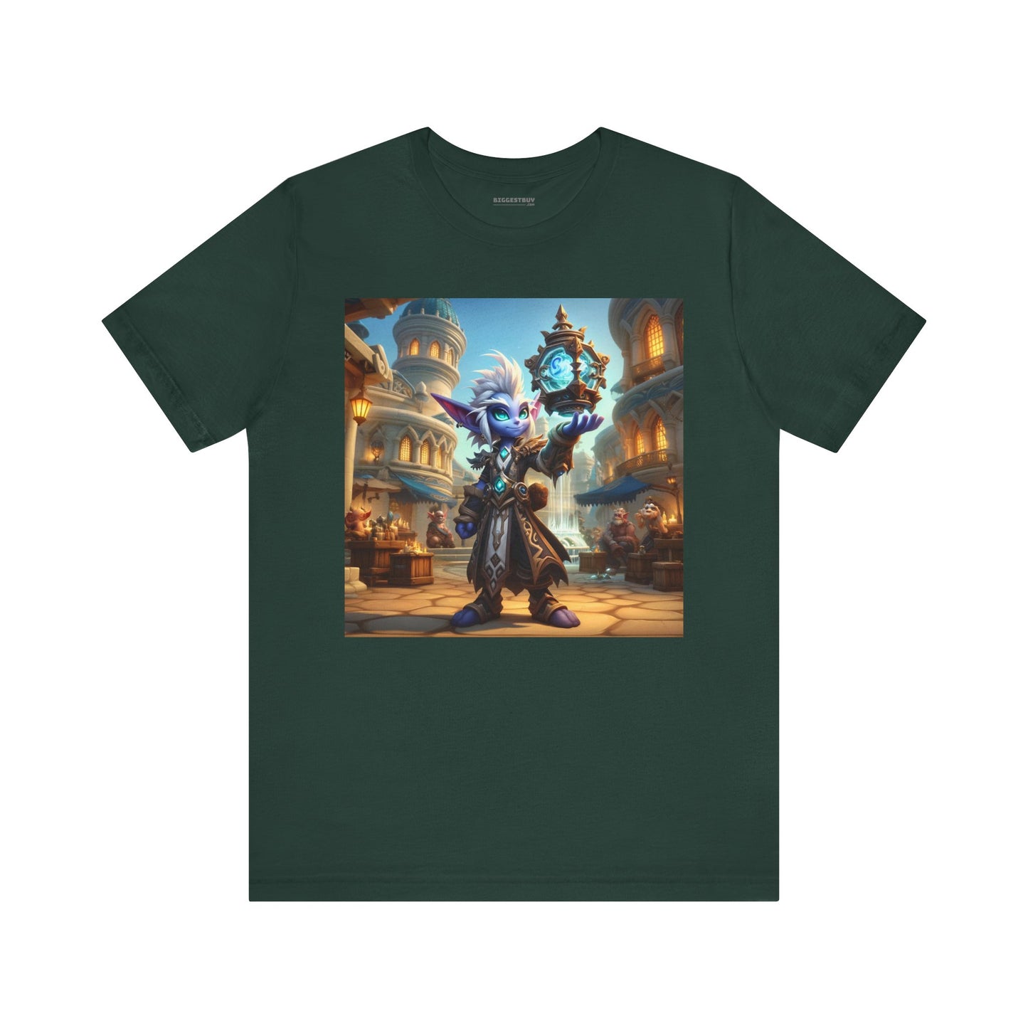 เสื้อยืด | ยูนิเซ็กส์ | เสื้อยืดเจอร์ซีย์ | แขนสั้น | แฟนตาซีเวทมนตร์เวลา | โนมสีฟ้า