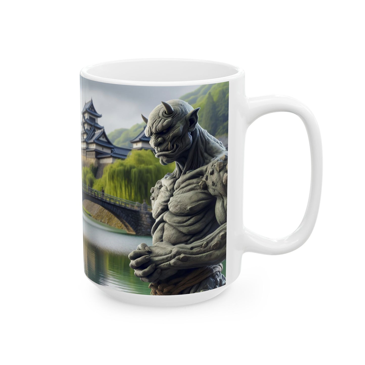 Caneca | Cerâmica | Branca | Mitologia Japonesa | Oni | Estátua