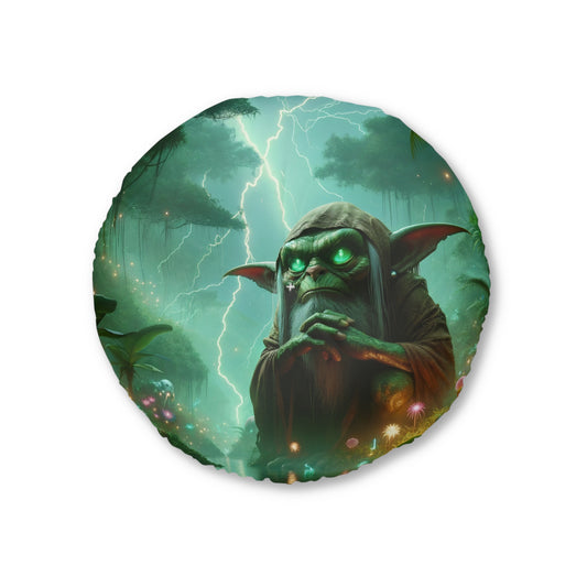 Pillow | Floor Pillow | Tufted | Round | Shamanic Fantasy | Boggart | Goblin