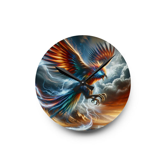 Wall Clock | Acrylic | Round or Square | Legendary Phoenix | Skyfire Reborn