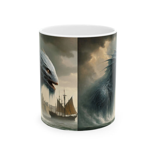 Taza | Cerámica | Blanca | Mitología Nórdica | Jörmungandr | Serpiente