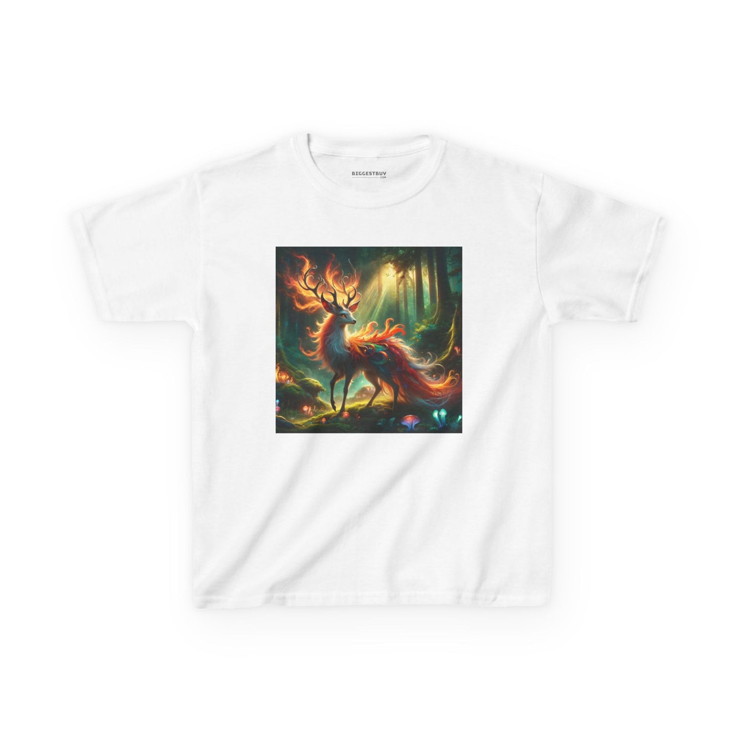 T-Shirt | Koszulka dziecięca | Ciężka bawełna | Mistyczna fantazja | Ognisty jeleń