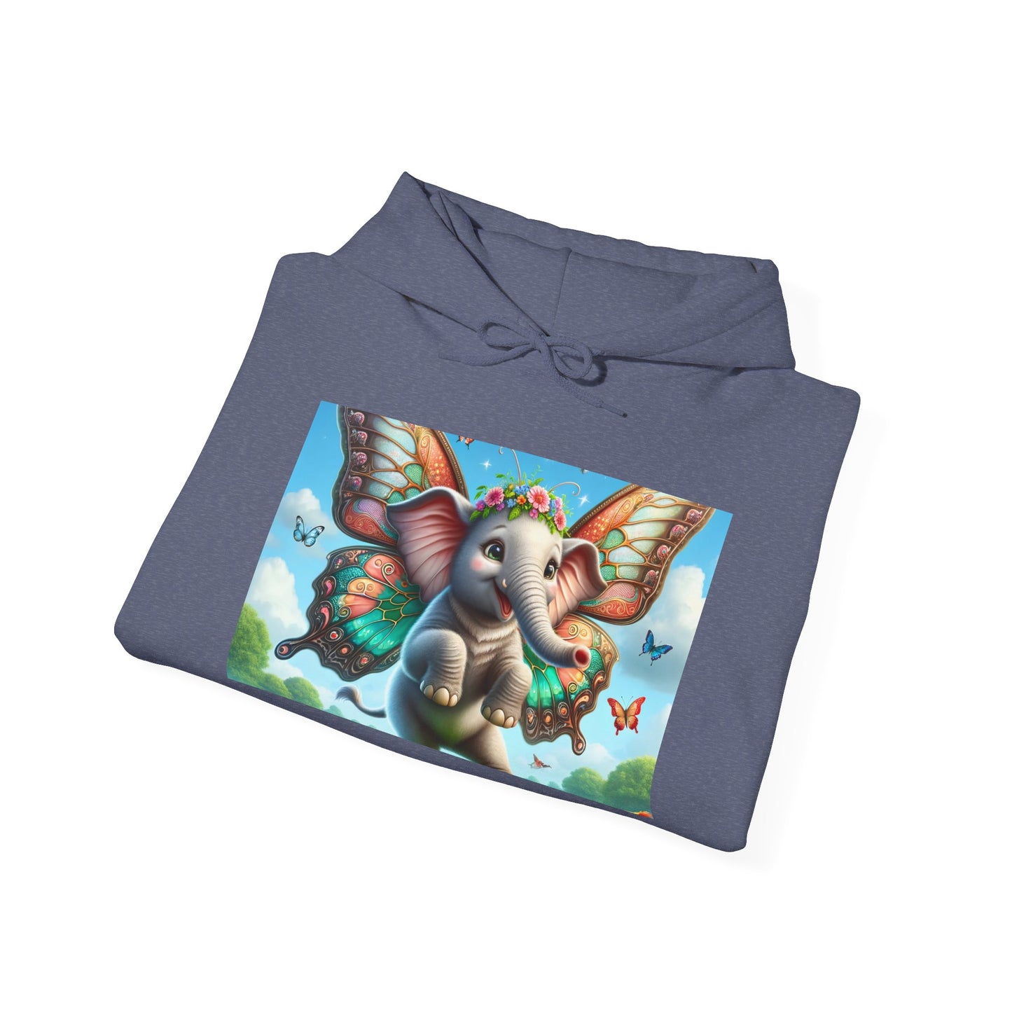 Bluza z kapturem | Unisex | Bluza dresowa z kapturem | Gruba mieszanka | Baśniowa fauna | Airavata | Słonik