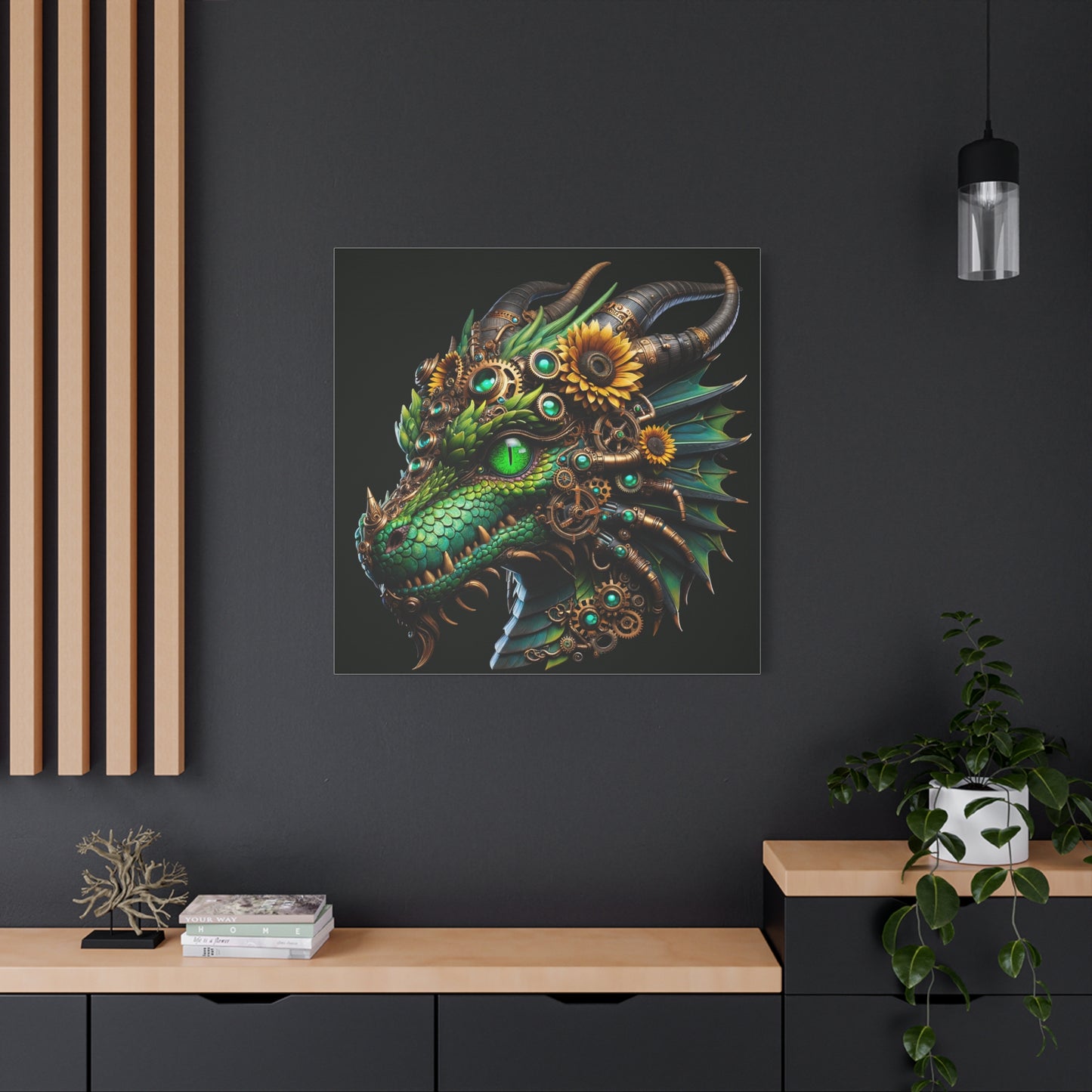 Kanvas | Matte | Steampunk Naga | Fantasi Mekanik