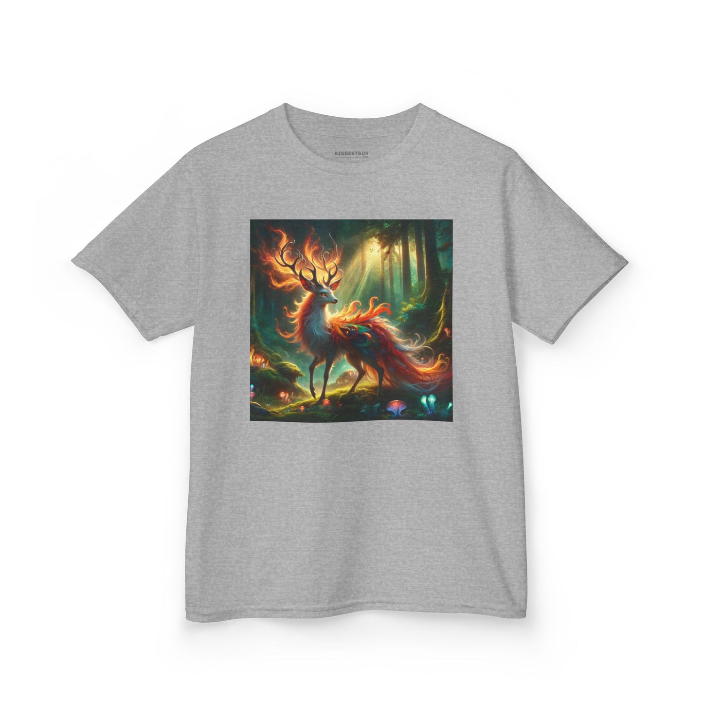 T-Shirt | Koszulka dziecięca | Ciężka bawełna | Mistyczna fantazja | Ognisty jeleń