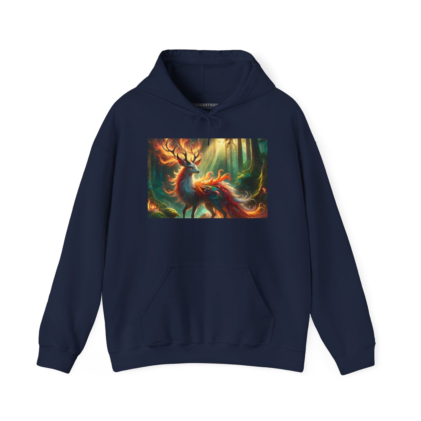 Felpa con cappuccio | Unisex | Felpa con cappuccio | Misto pesante | Mitologia Fantastica | Cervo di Fuoco