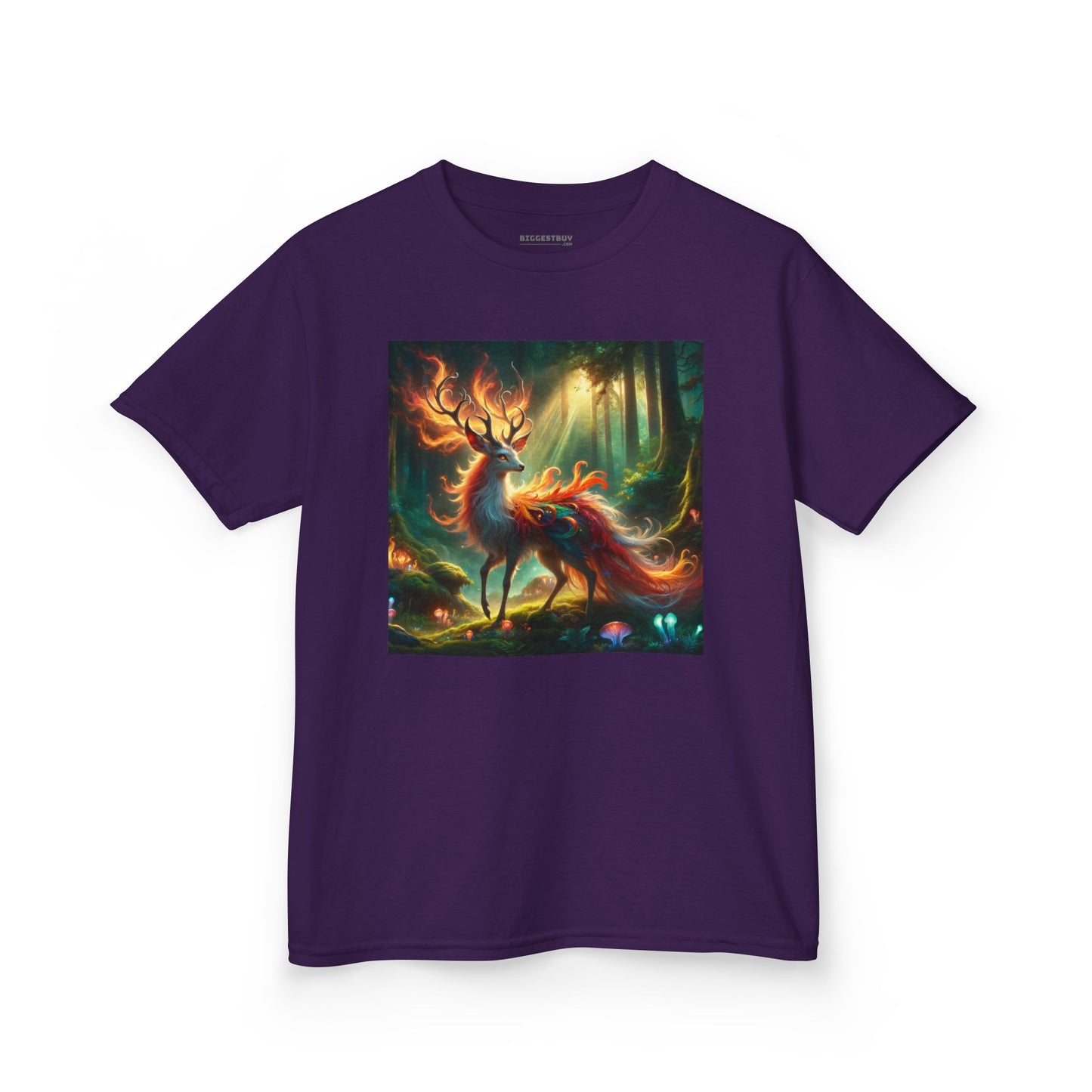 T-Shirt | Koszulka dziecięca | Ciężka bawełna | Mistyczna fantazja | Ognisty jeleń