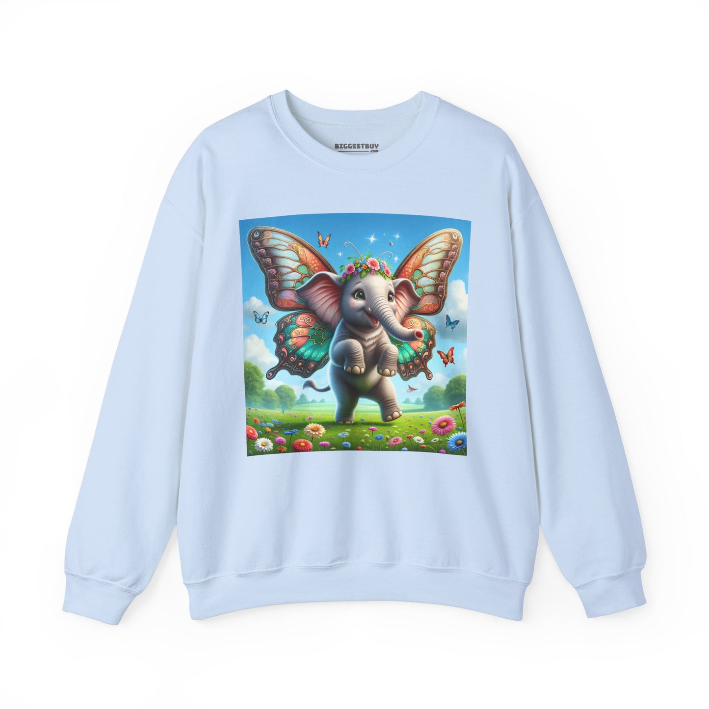 Bluza dresowa | Unisex | Okrągły dekolt | Gruba mieszanka | Baśniowa fauna | Airavata | Słonik
