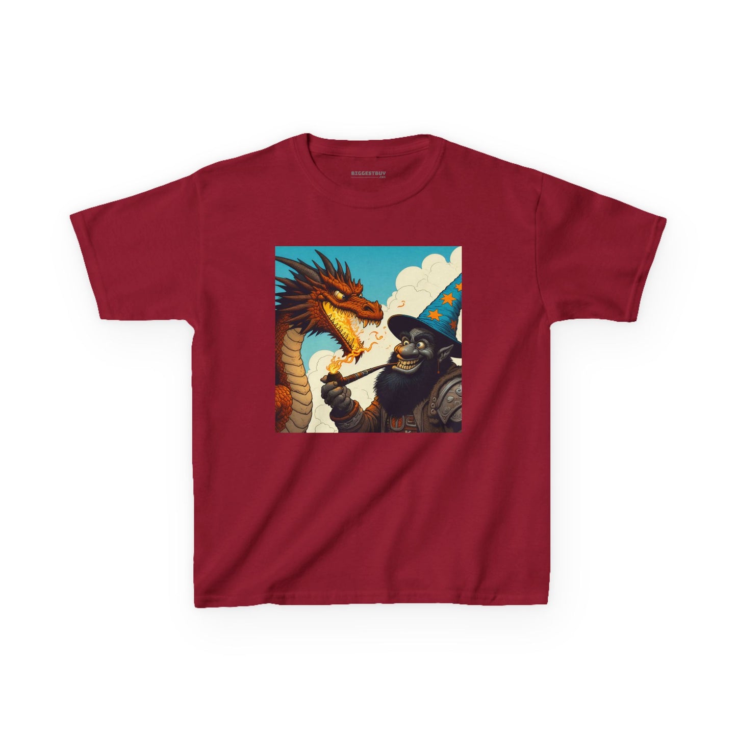 Camiseta | Camiseta Infantil | Algodão Pesado | Fantasia Épica | Duelo de Magia | Dragão