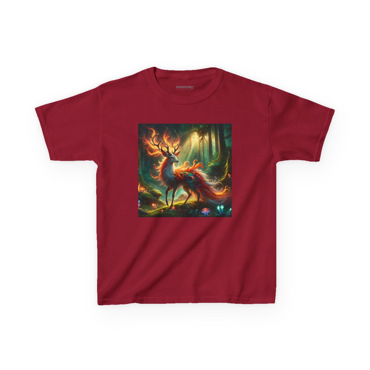 T-Shirt | Koszulka dziecięca | Ciężka bawełna | Mistyczna fantazja | Ognisty jeleń