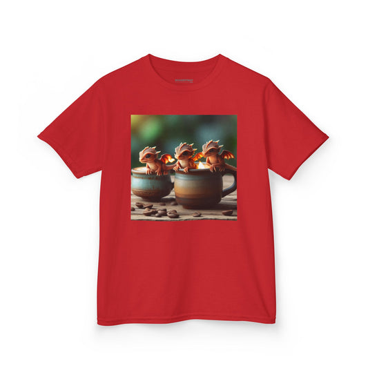 Tシャツ | キッズTシャツ | ヘビーコットン | 可愛いファンタジーアート | 赤ちゃんドラゴン