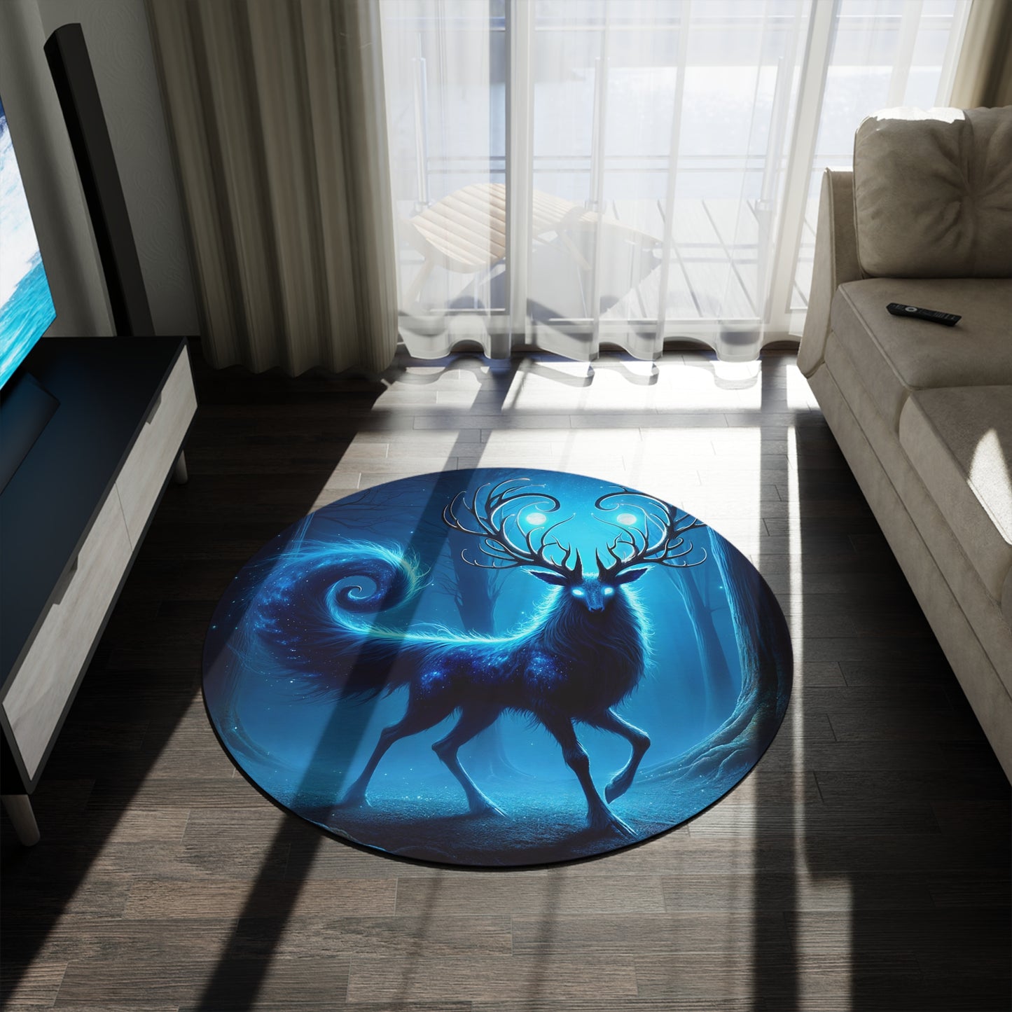 سجادة | دائرية | الغزال الأسطوري | أزرق روح