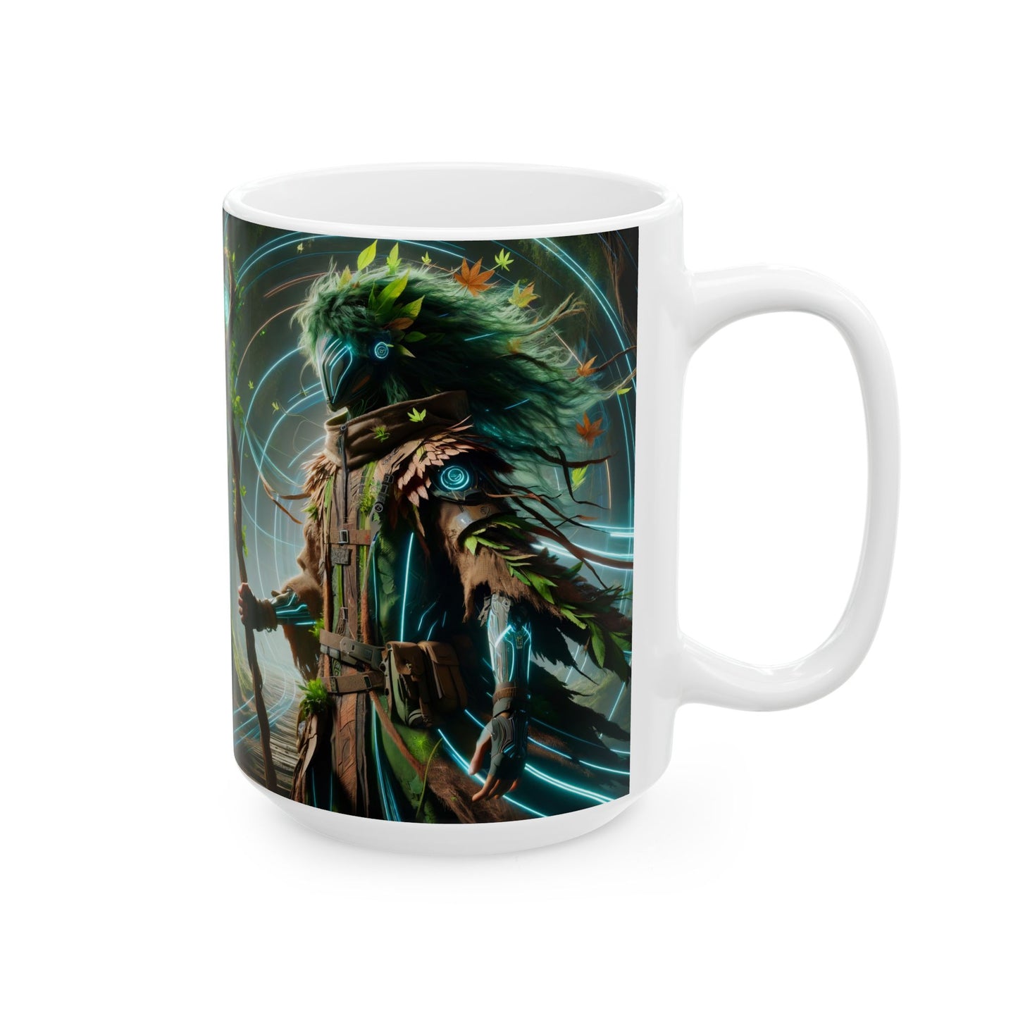Tazza | Ceramica | Bianca | Mitologia Slava | Leshy Tecno-Organico