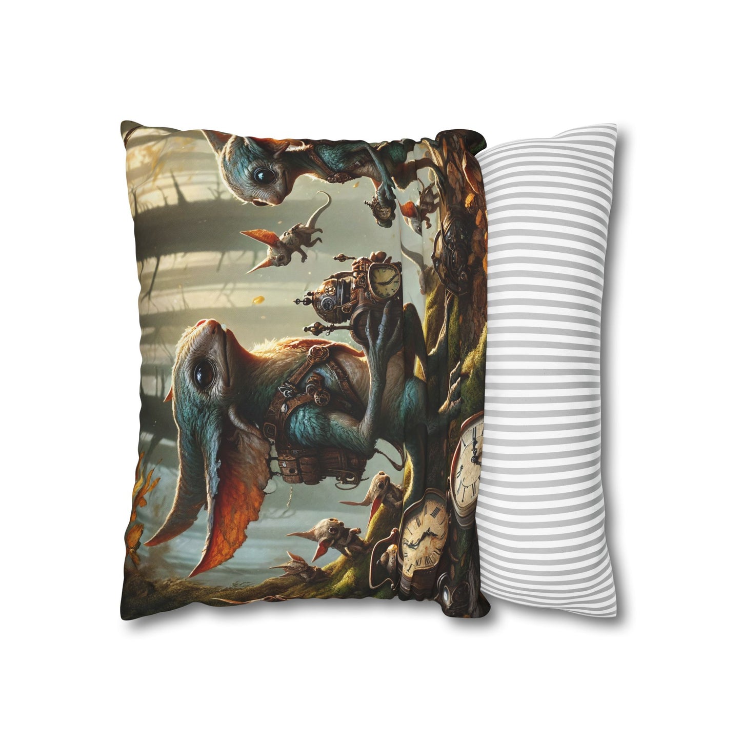 Kussensloop | Vierkant | Polyester canvas | Steampunk Feeën | Boswachters