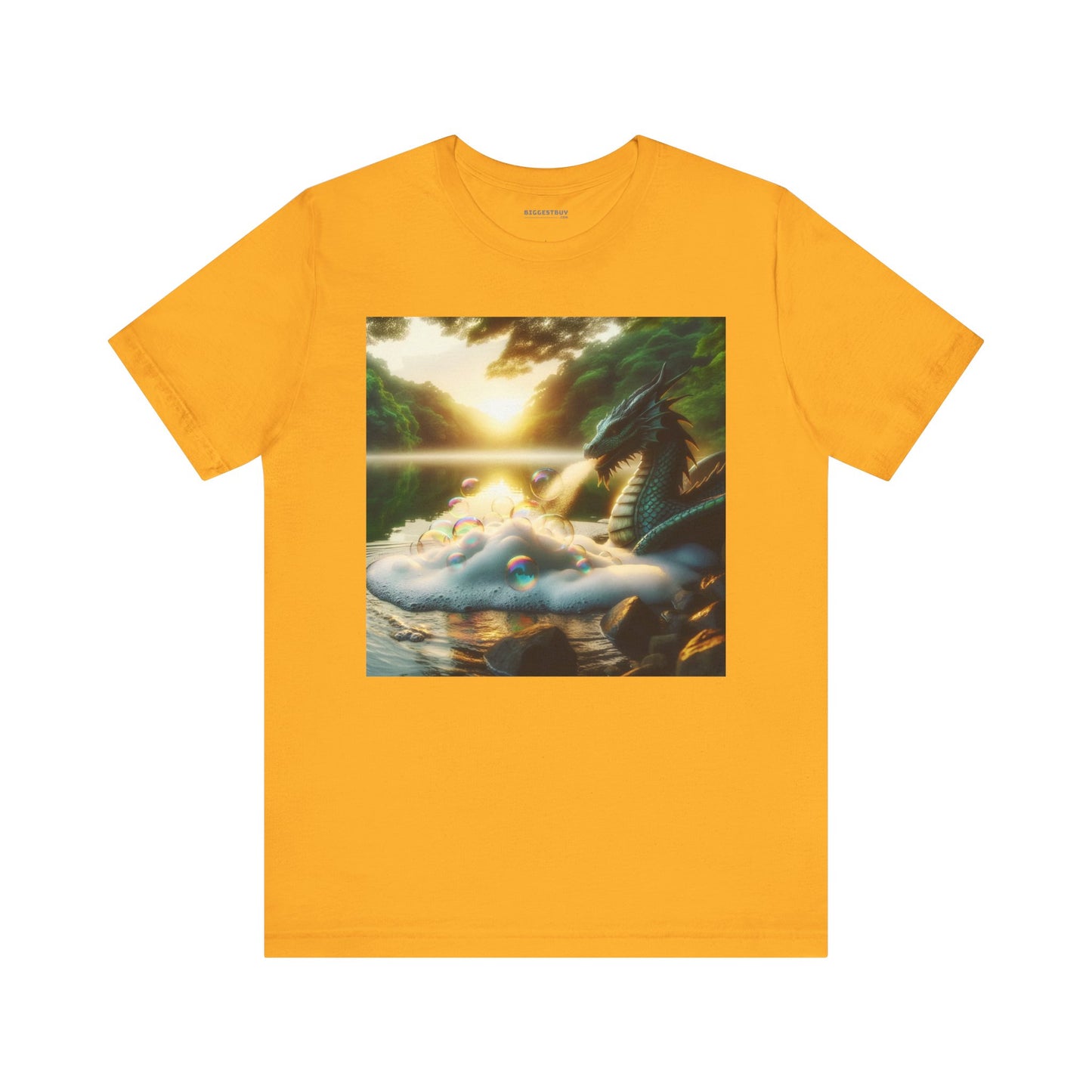 เสื้อยืด | ยูนิเซ็กส์ | เสื้อยืดเจอร์ซีย์ | แขนสั้น | แฟนตาซีมังกร | มังกรริมทะเลสาบ