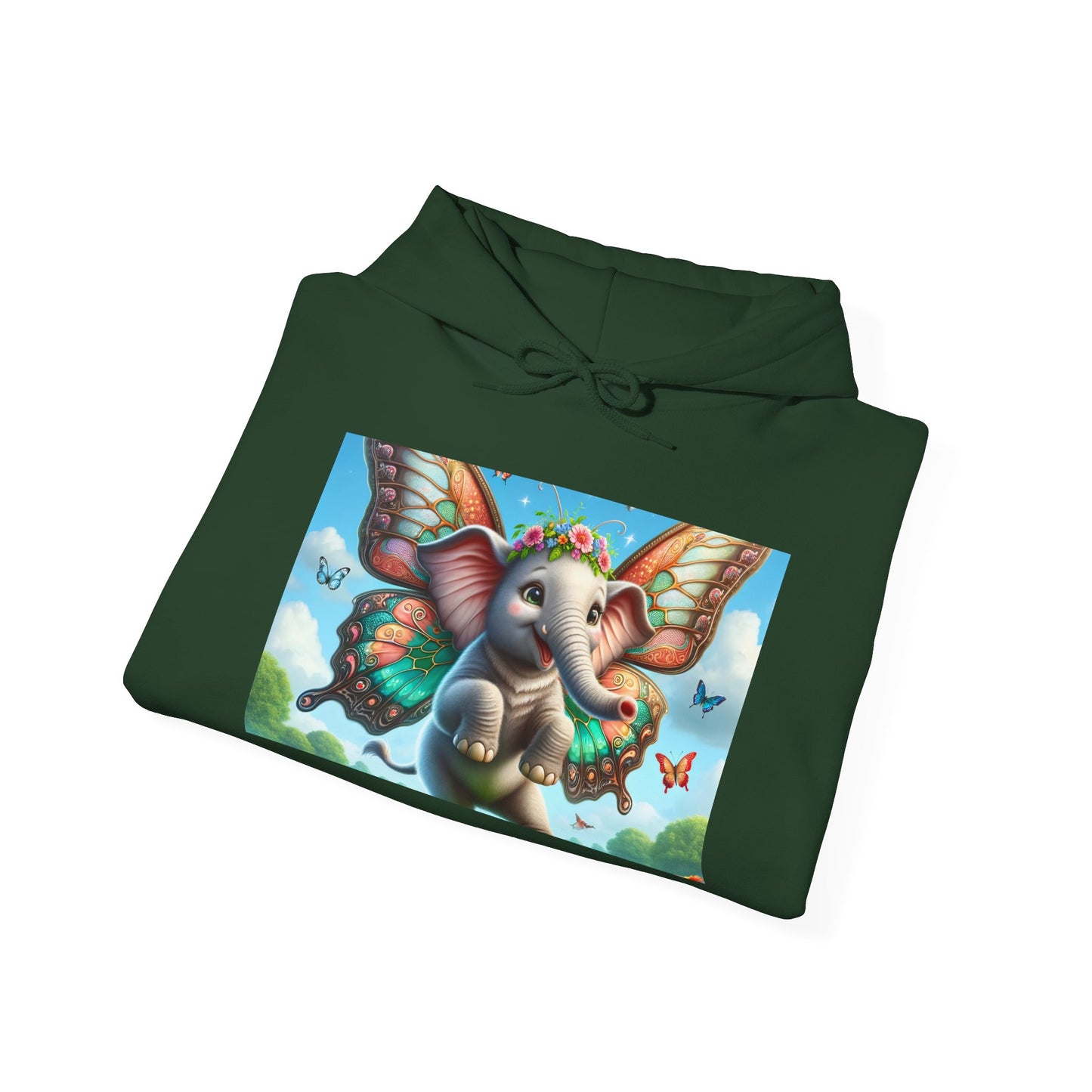 Bluza z kapturem | Unisex | Bluza dresowa z kapturem | Gruba mieszanka | Baśniowa fauna | Airavata | Słonik