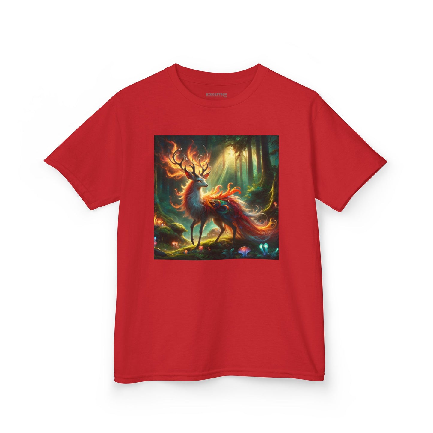 T-Shirt | Koszulka dziecięca | Ciężka bawełna | Mistyczna fantazja | Ognisty jeleń