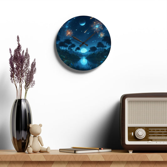 Wandklok | Acryl | Rond of vierkant | Kosmische Fantasie | Astralagos