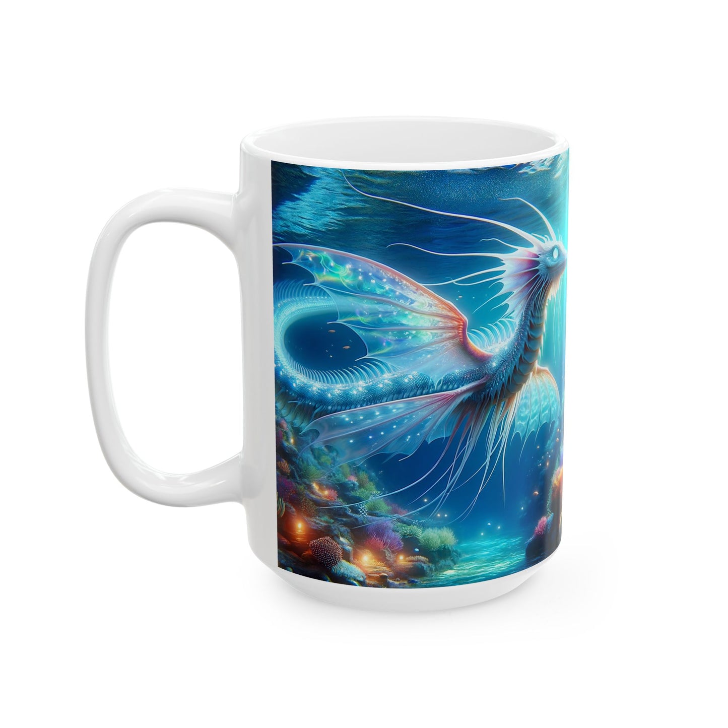 Tazza | Ceramica | Bianca | Mitologia Acquatica | Drago Marino