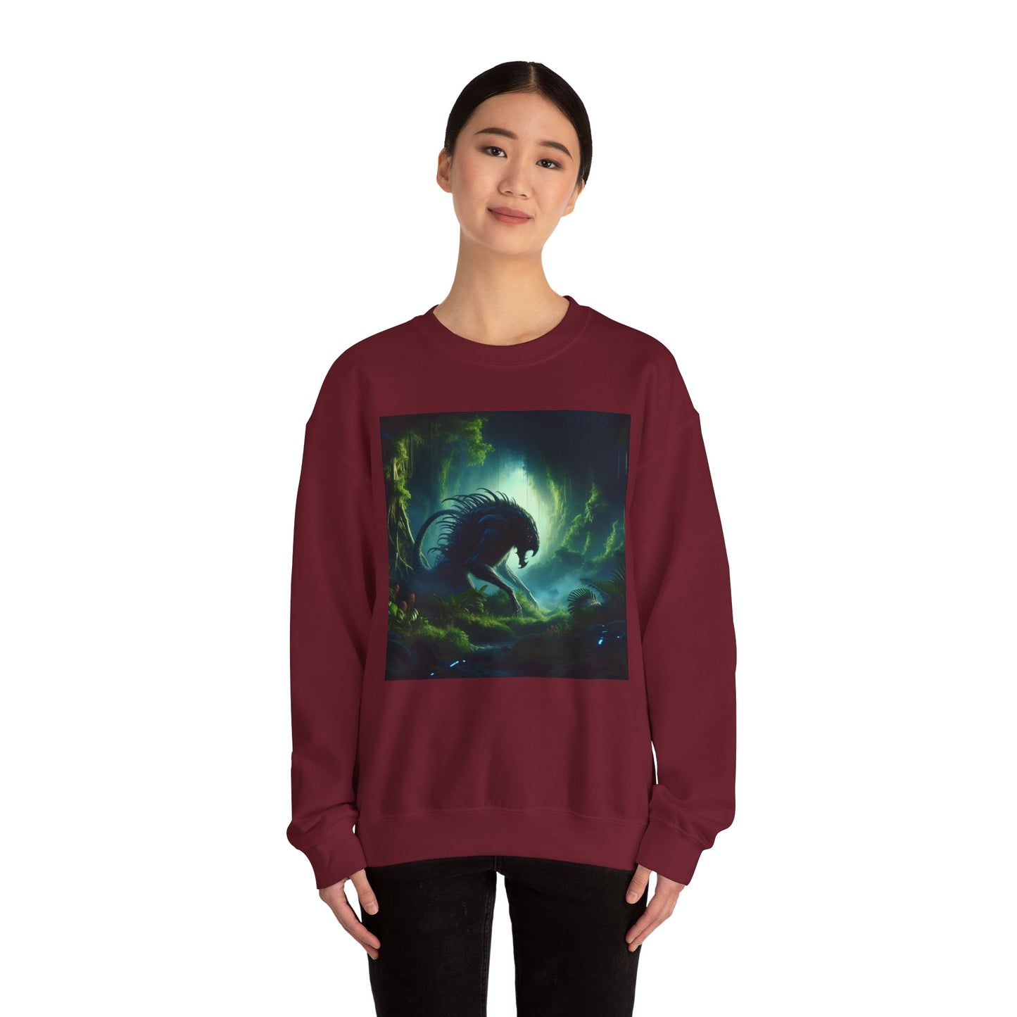 Sweatshirt | Unisex | Rund hals | Kraftig blandning | Bioluminescent Sci-Fi | Predator