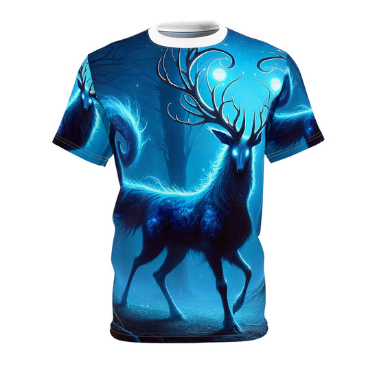 تي شيرت | طباعة شاملة | تي شيرت للجنسين | الغزال الأسطوري | أزرق روح
