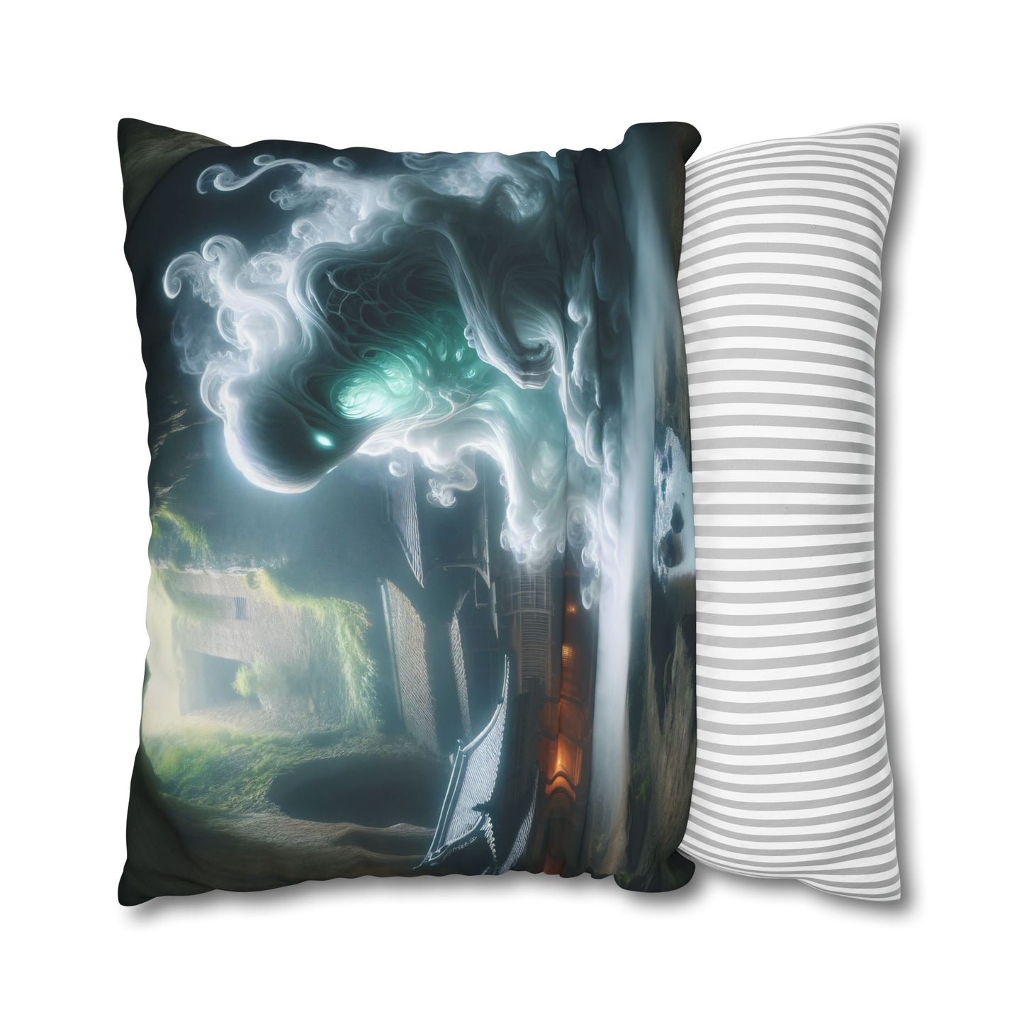 Poszewka na poduszkę | Kwadratowy | Płótno poliestrowe | Folklor Yokai | Yurei | Duch Świątyni