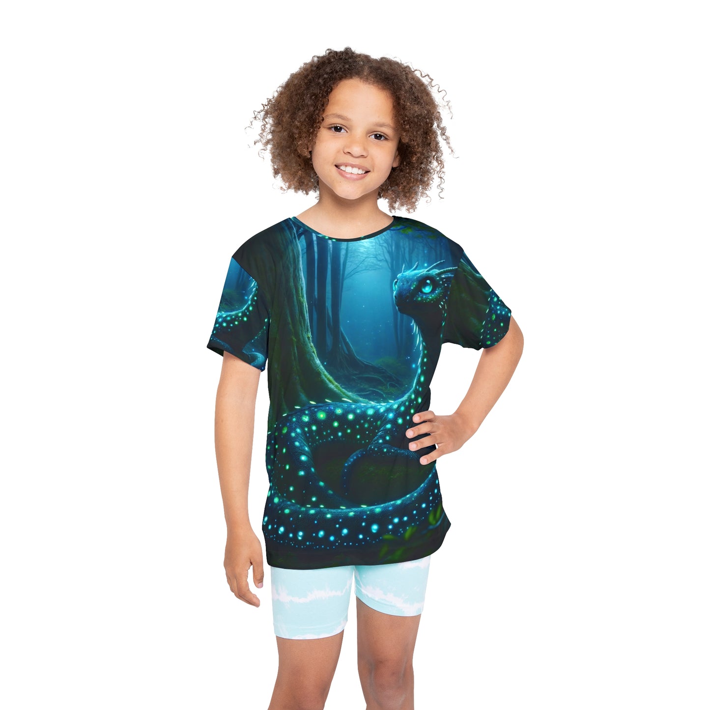 Camisa Esportiva | Crianças | Fantasia Florestal | Dragão Luminoso