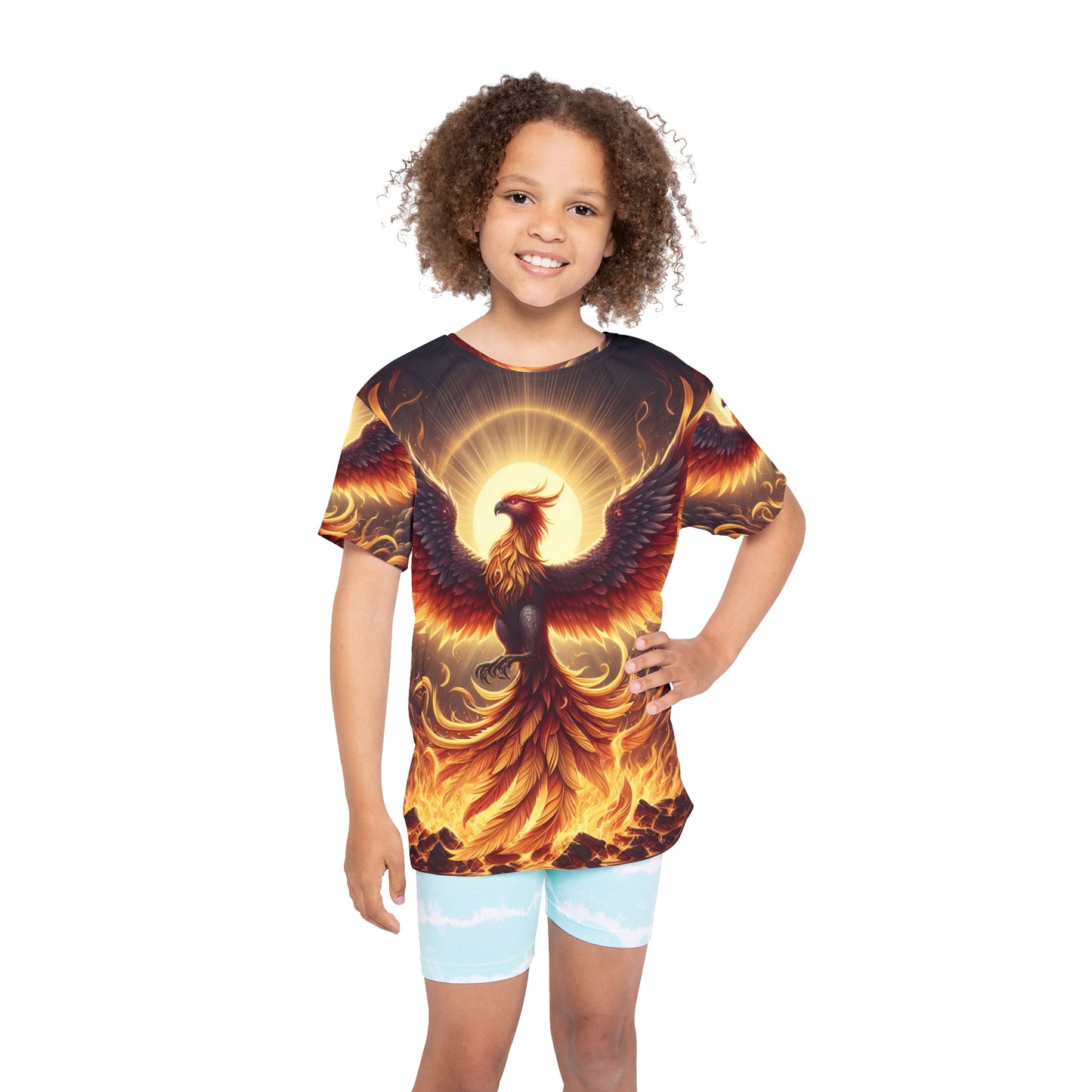 Camisa Esportiva | Crianças | Fantasia Mítica | Fênix Renascida