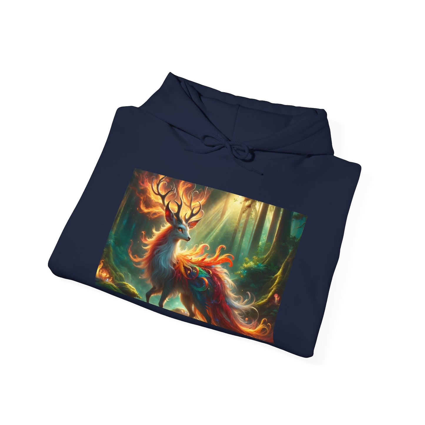 Felpa con cappuccio | Unisex | Felpa con cappuccio | Misto pesante | Mitologia Fantastica | Cervo di Fuoco