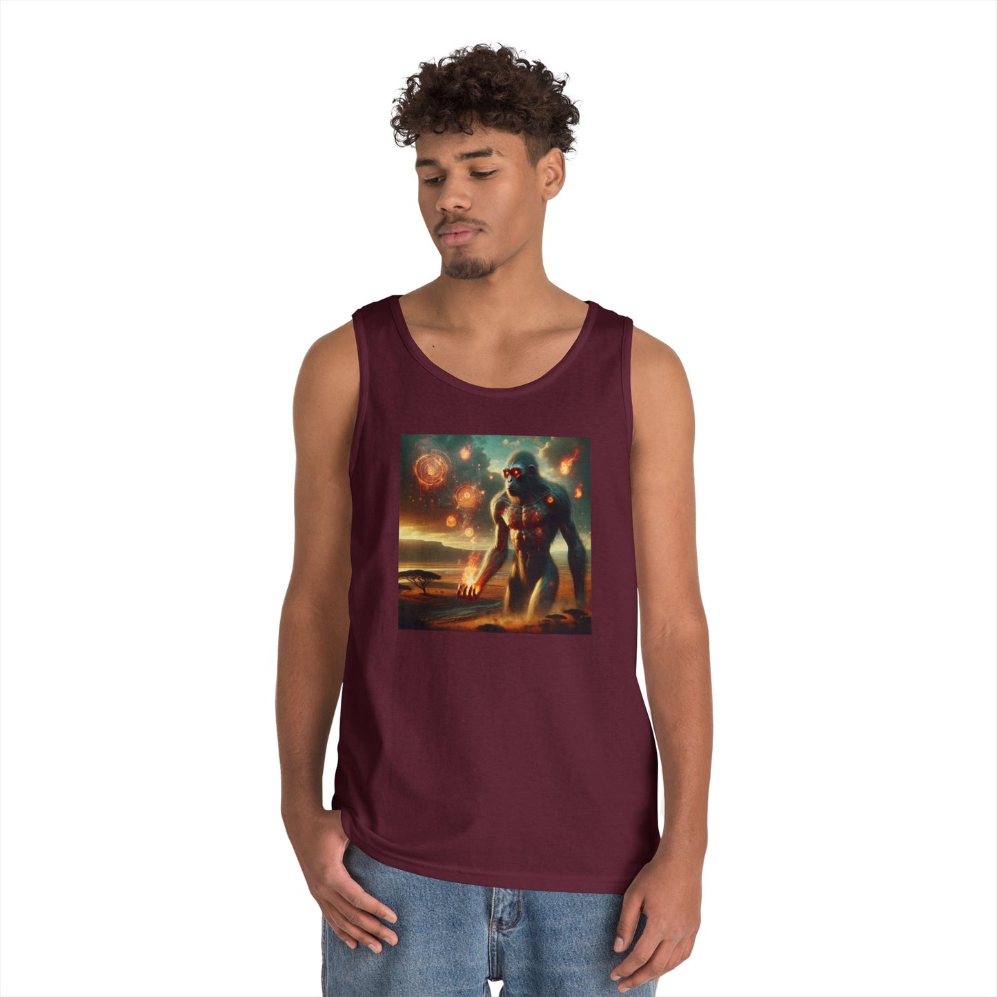 Tank Top | Unisex | Katun Tebal | Mitos Titan Api | Dewa Primordial