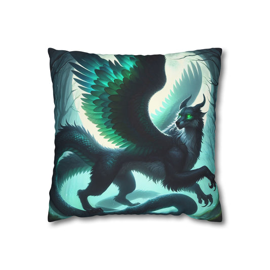 Sarung bantal | Persegi | Kanvas poliester | Fantasi Naga Bersayap | Makhluk Mistis
