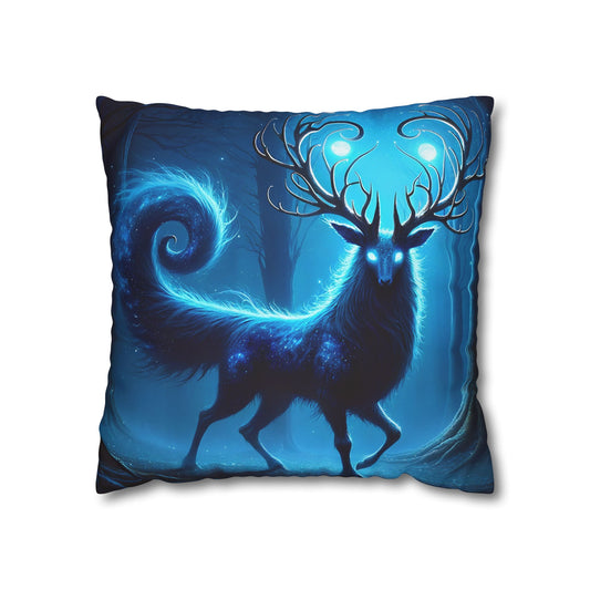 غطاء وسادة | مربع | قماش بوليستر | الغزال الأسطوري | أزرق روح