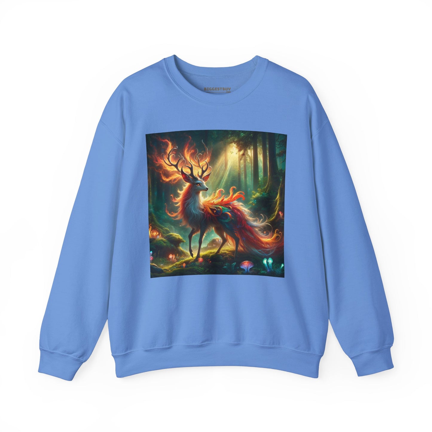 Bluza dresowa | Unisex | Okrągły dekolt | Gruba mieszanka | Mistyczna fantazja | Ognisty jeleń